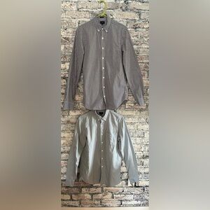 J. Crew Blue/White Checkered Shirt & solid light blue button down price for both